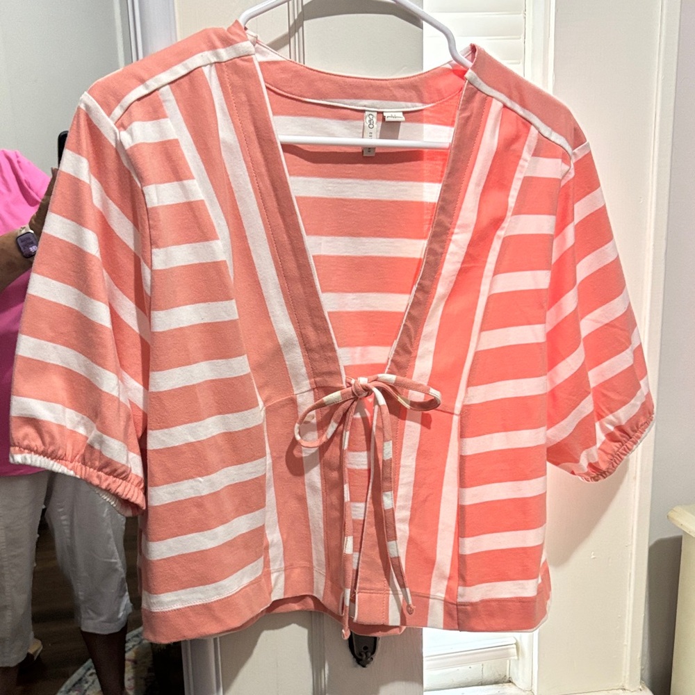 Cato Pink and White Striped Blouse